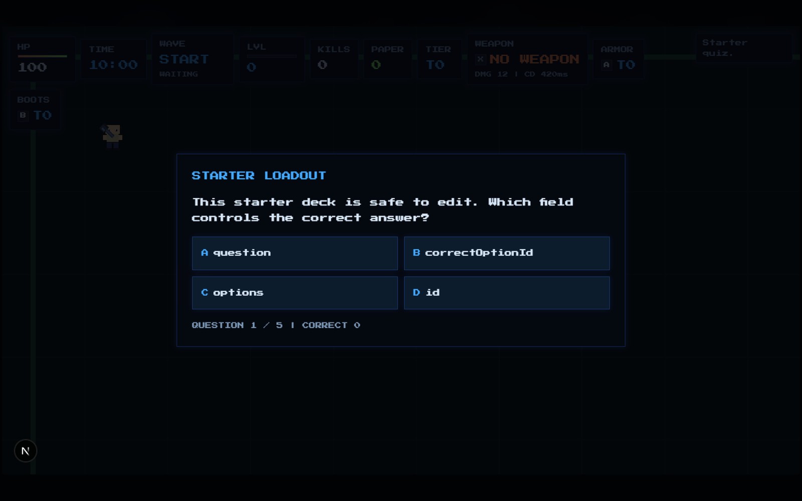 Quiz Survivors: answer a quiz to earn an upgrade
