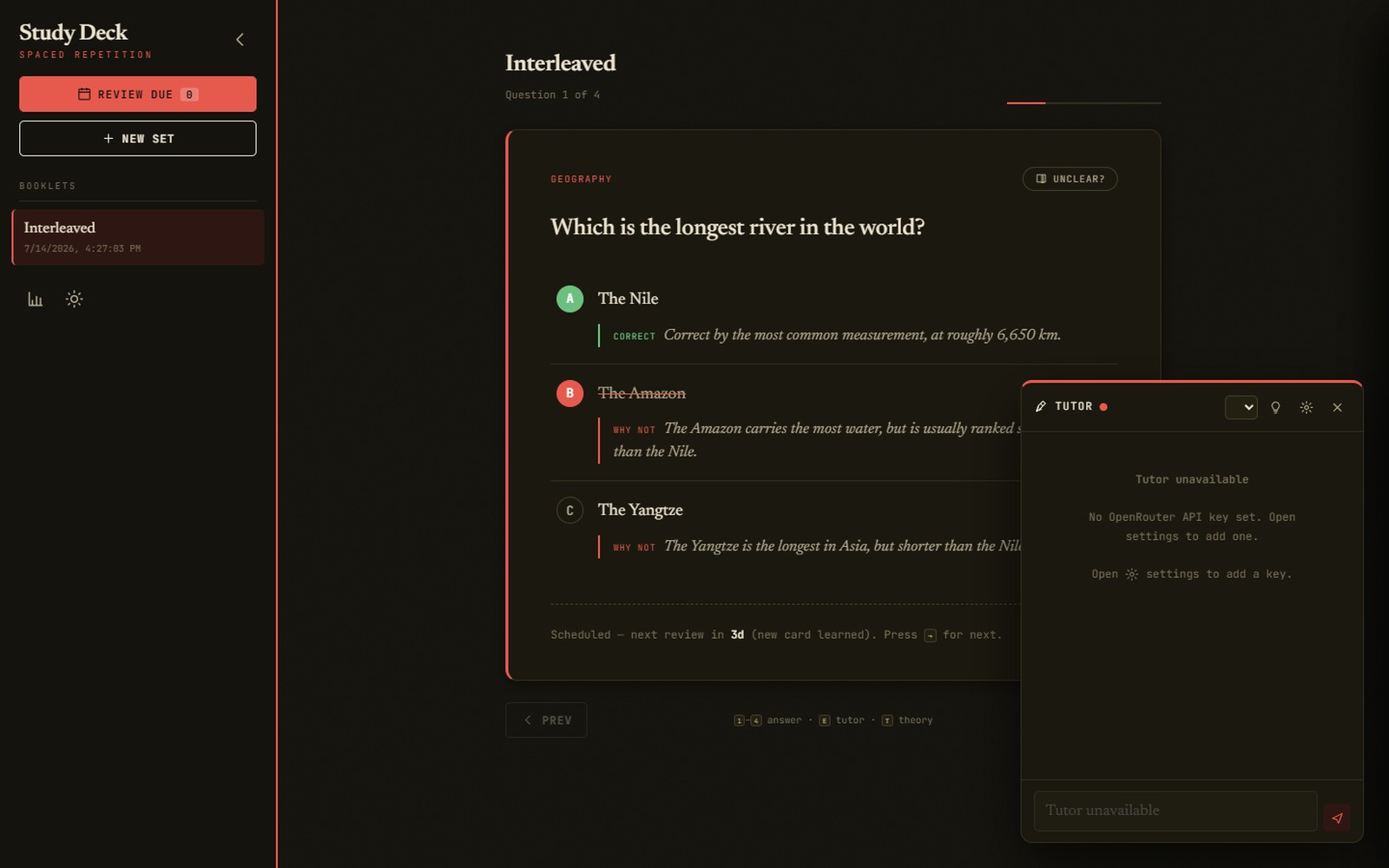 study-deck AI tutor chat panel, which never reveals the answer before you do